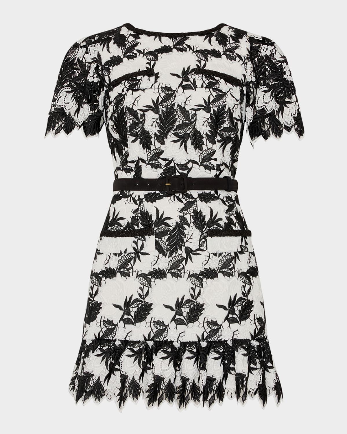paola two-tone lace mini dress