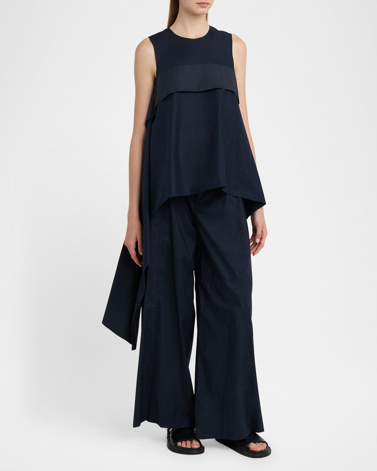 paperbag-waist wide-leg trousers