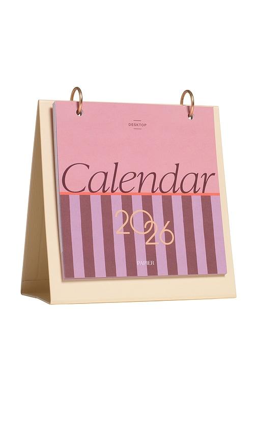 papier modern type desk calendar in pink.