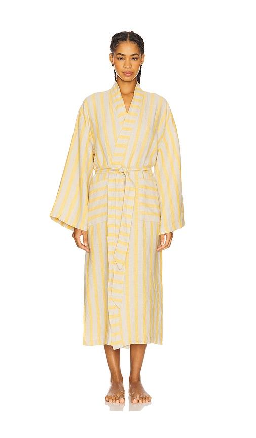 parachute linen stripe robe in yellow,beige.
