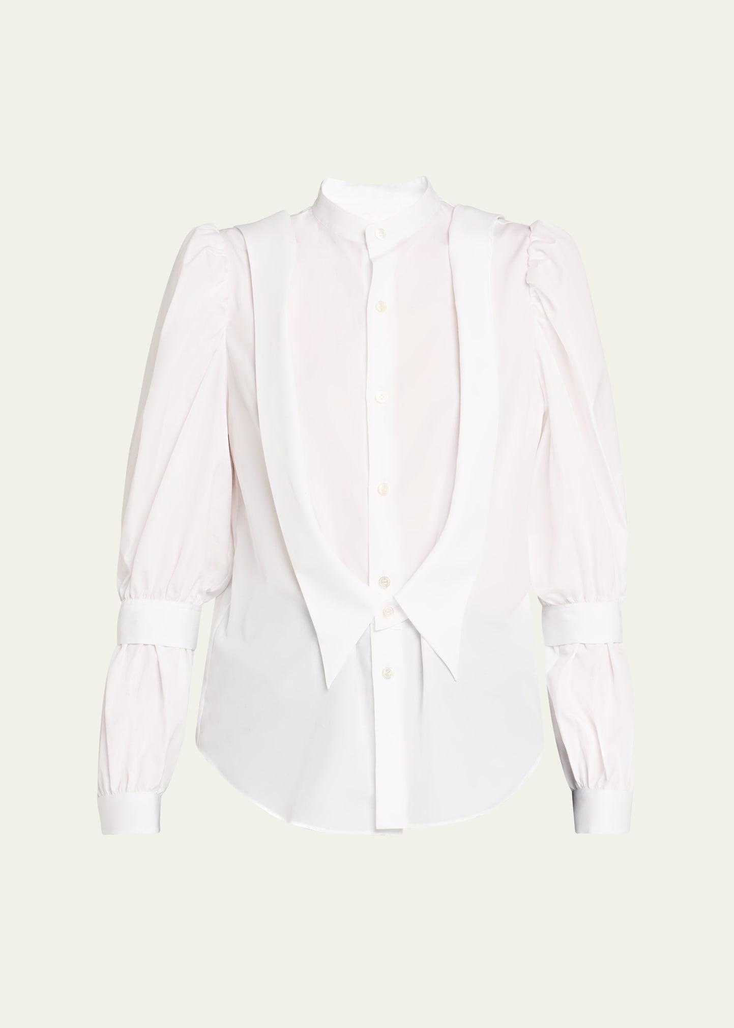 parachute-sleeve poplin blouse