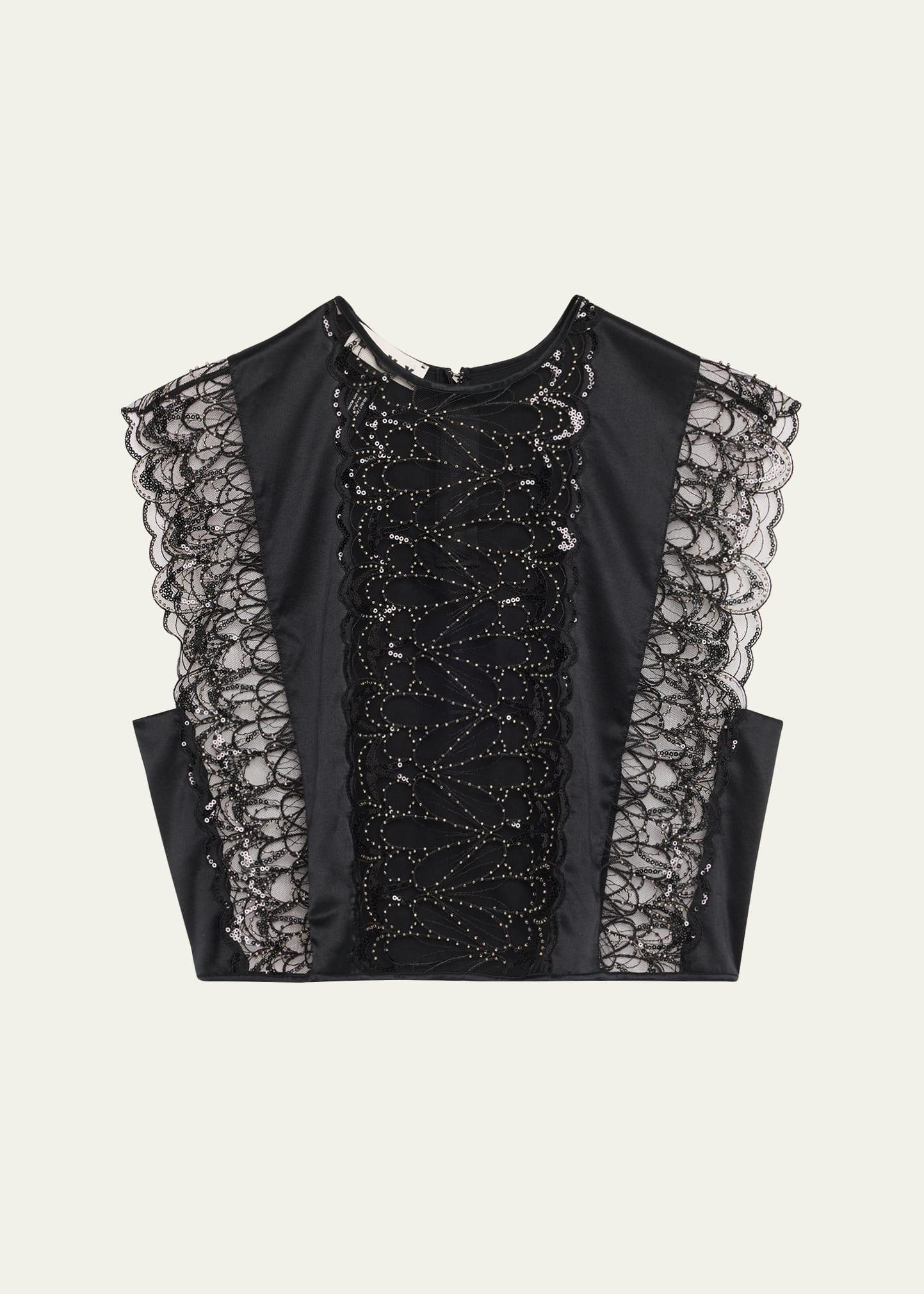 paradis bead-embroidered sheer top