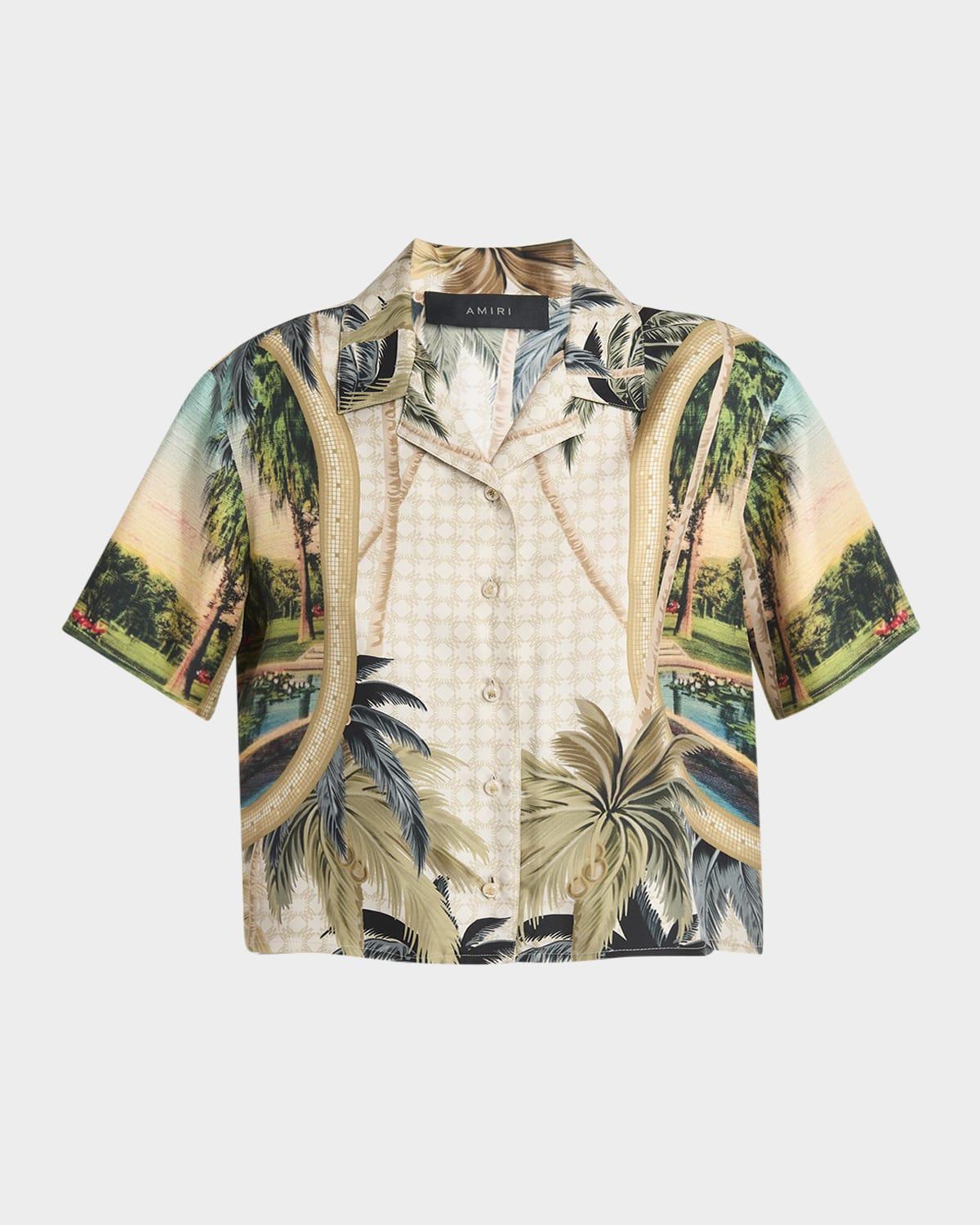 paradise print camp shirt