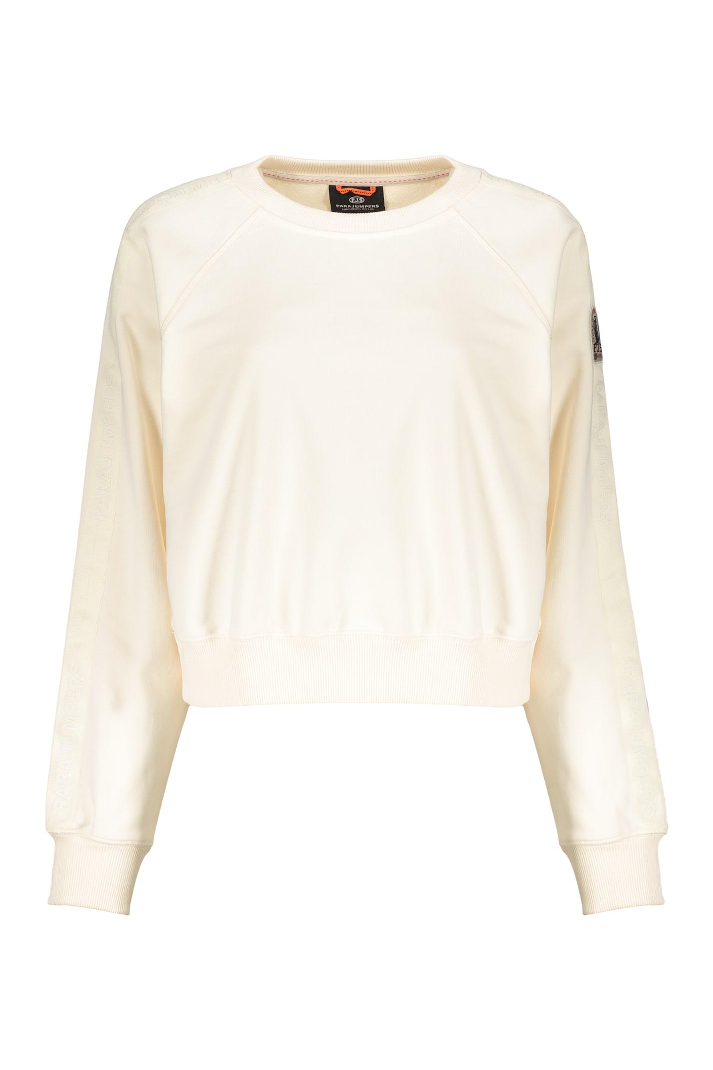 parajumpers elegant ivory cropped sweater made of soft material