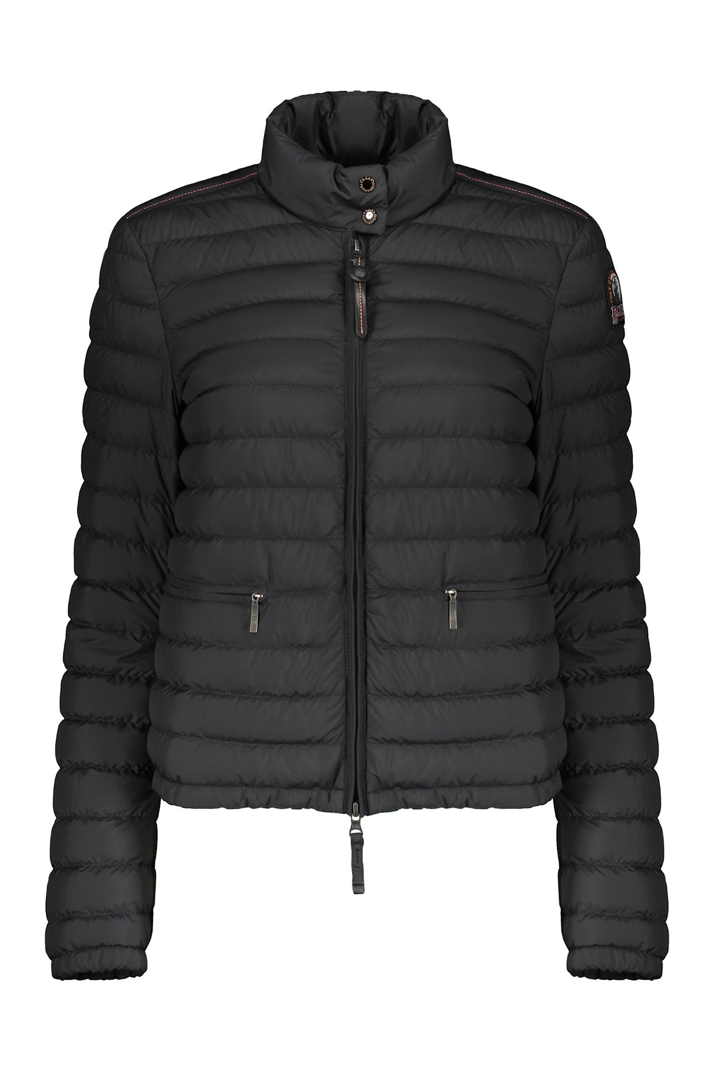 parajumpers puffer jacket black with high collar