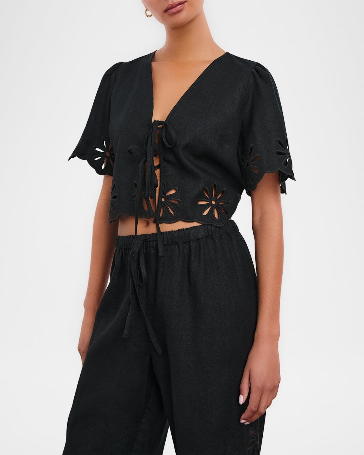 pari eyelet embroidered crop top