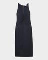 pari sleeveless ruched midi dress