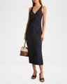 pari sleeveless ruched midi dress