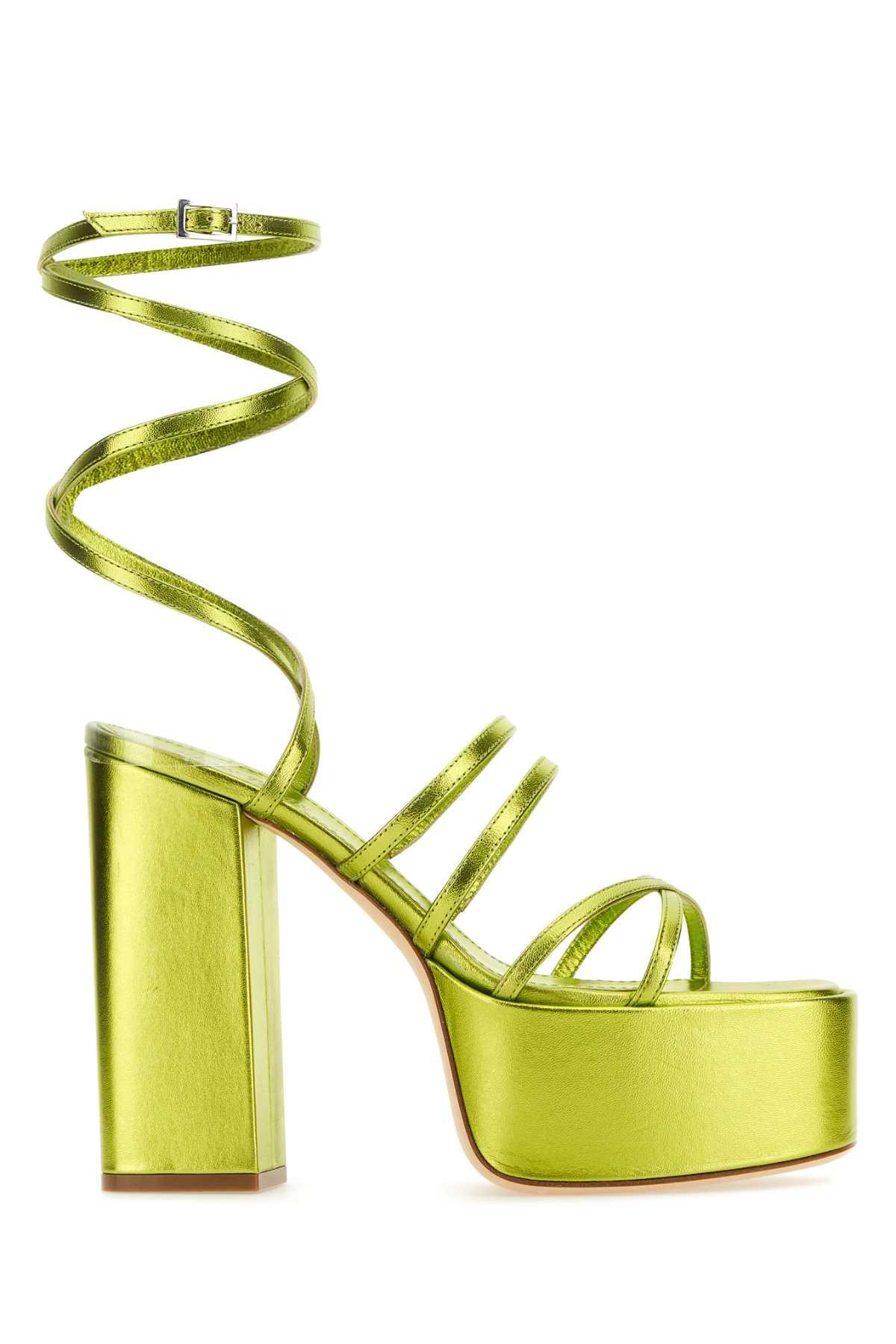 paris texas acid green leather evita sandals