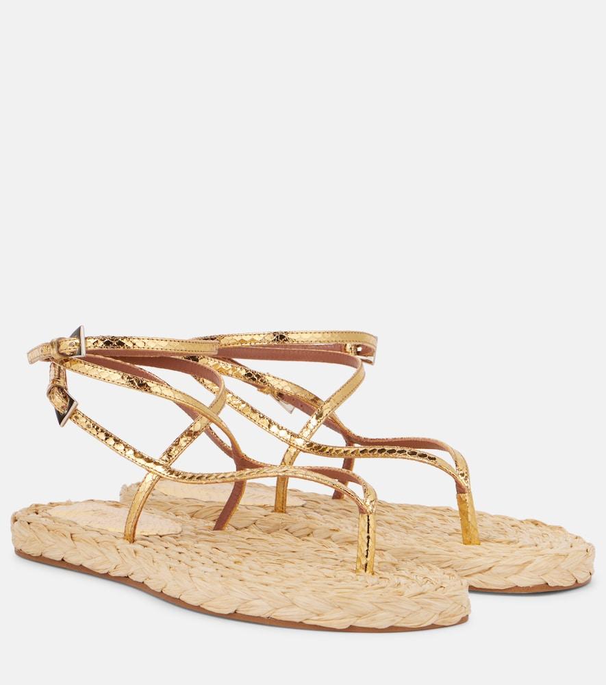 paris texas hydra metallic leather thong sandals