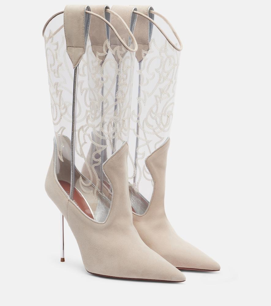 paris texas lidia 105 suede and pvc cowboy boots