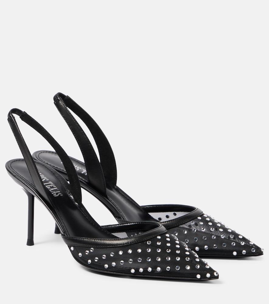 paris texas lidia 70 embellished mesh slingback pumps