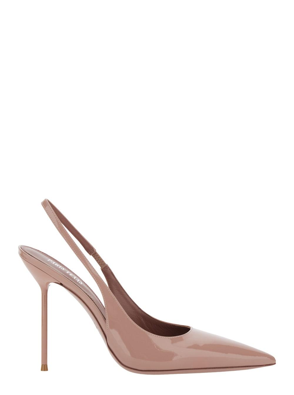 paris texas lidia pink slingback pumps with high stiletto heel and elastic ankle strap in leather woman