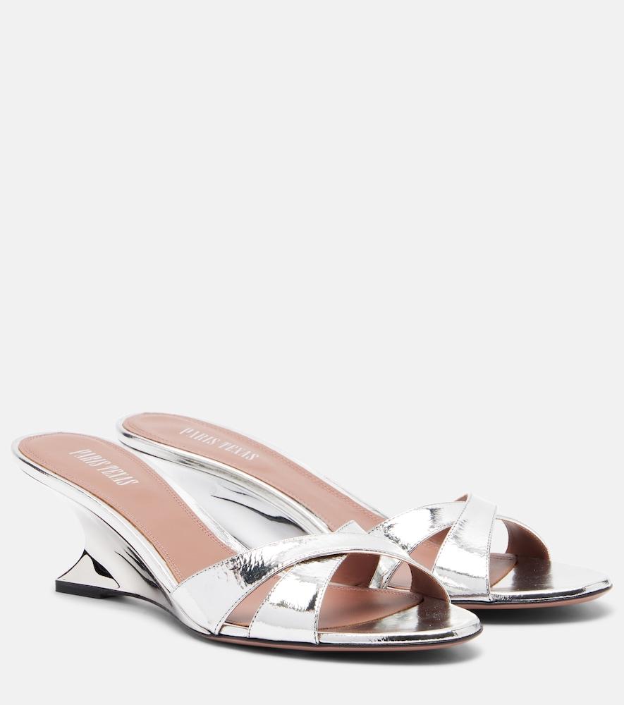 paris texas nina 50 metallic leather wedges