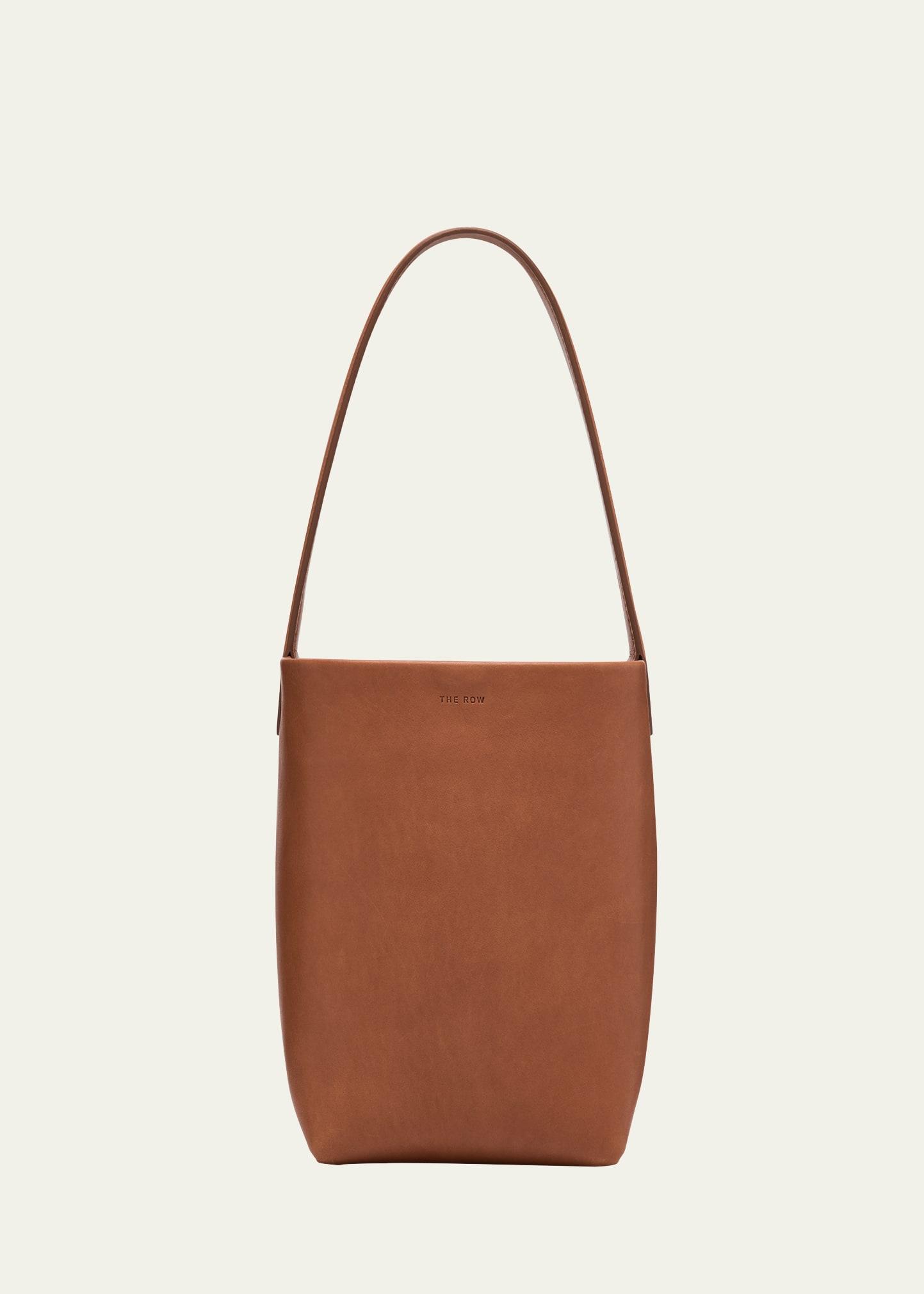 park small north-south tote bag in saddle leather
