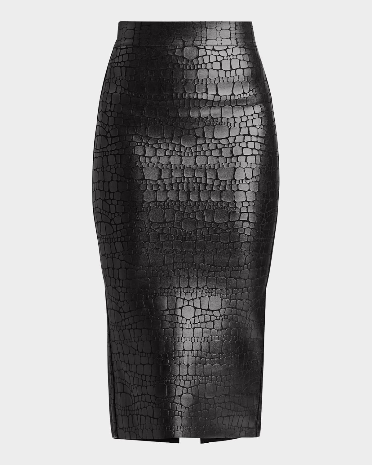 parker croc-embossed skirt