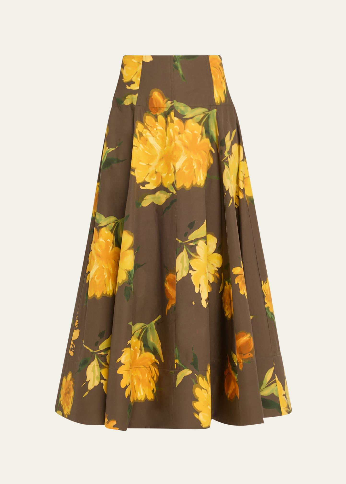 parker floral midi circle skirt