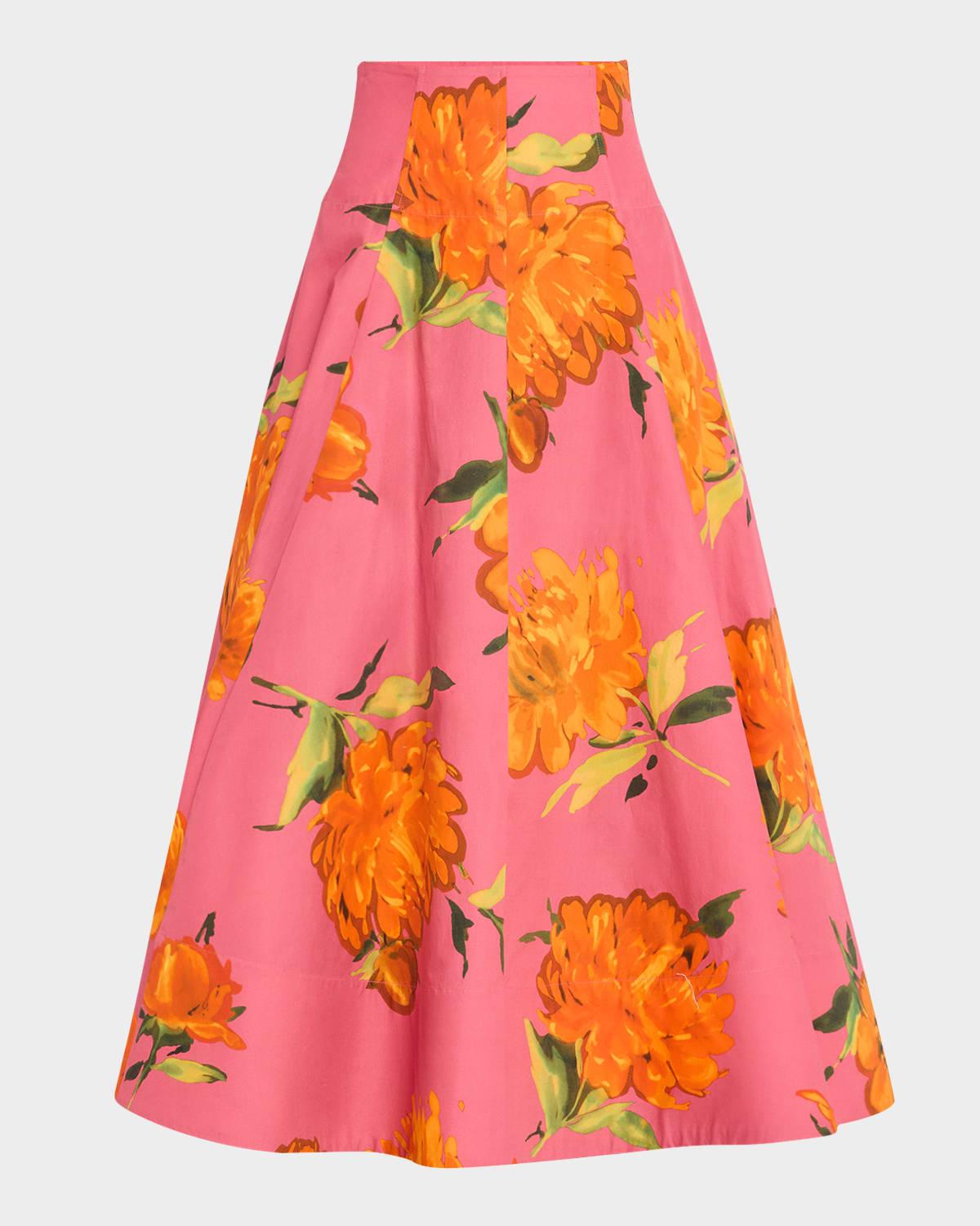 parker floral midi circle skirt