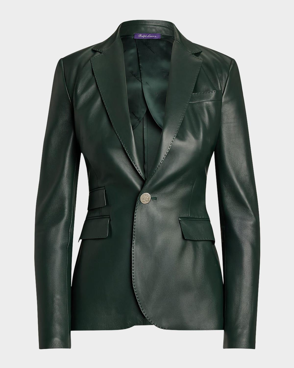 parker leather single-breasted jacket