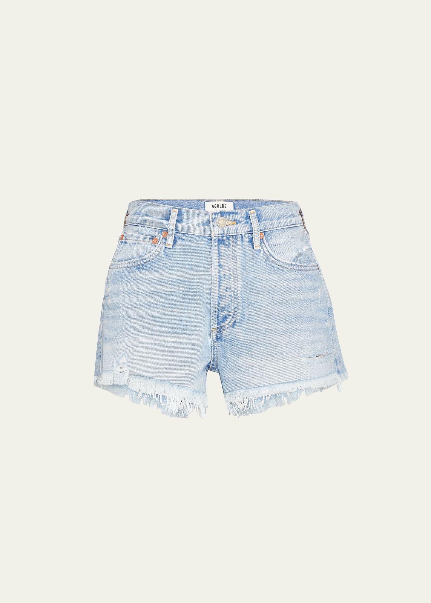 parker vintage frayed-hem denim shorts