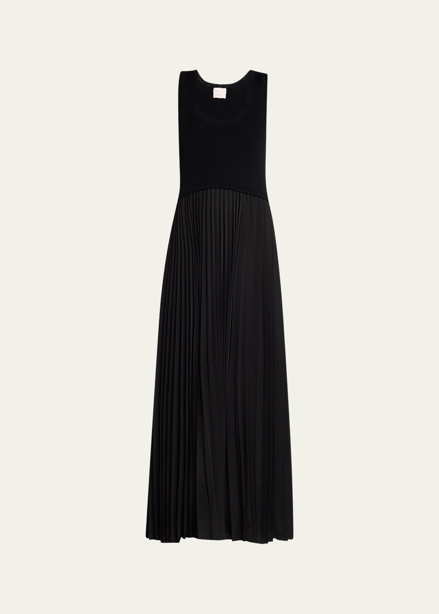 parma sleeveless pleated maxi dress