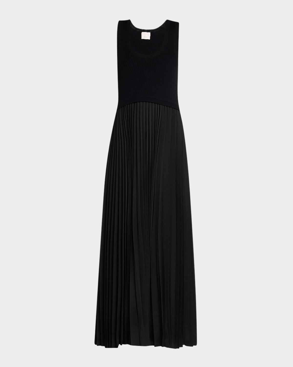 parma sleeveless pleated maxi dress