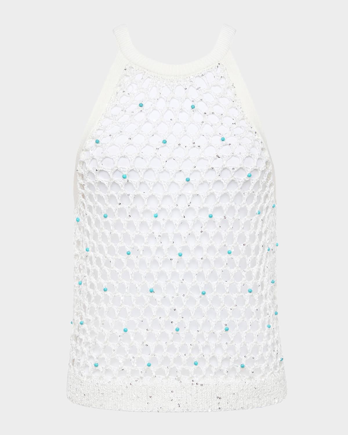 parmida embellished openwork knit tank top