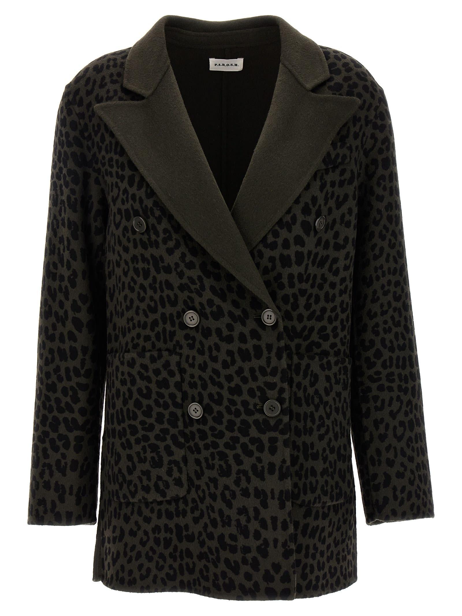 parosh animal print double-breasted blazer