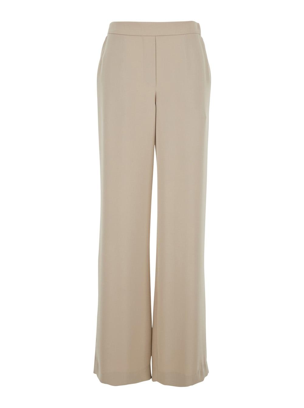 parosh beige pants with elastic waist and wide leg in womens fabric