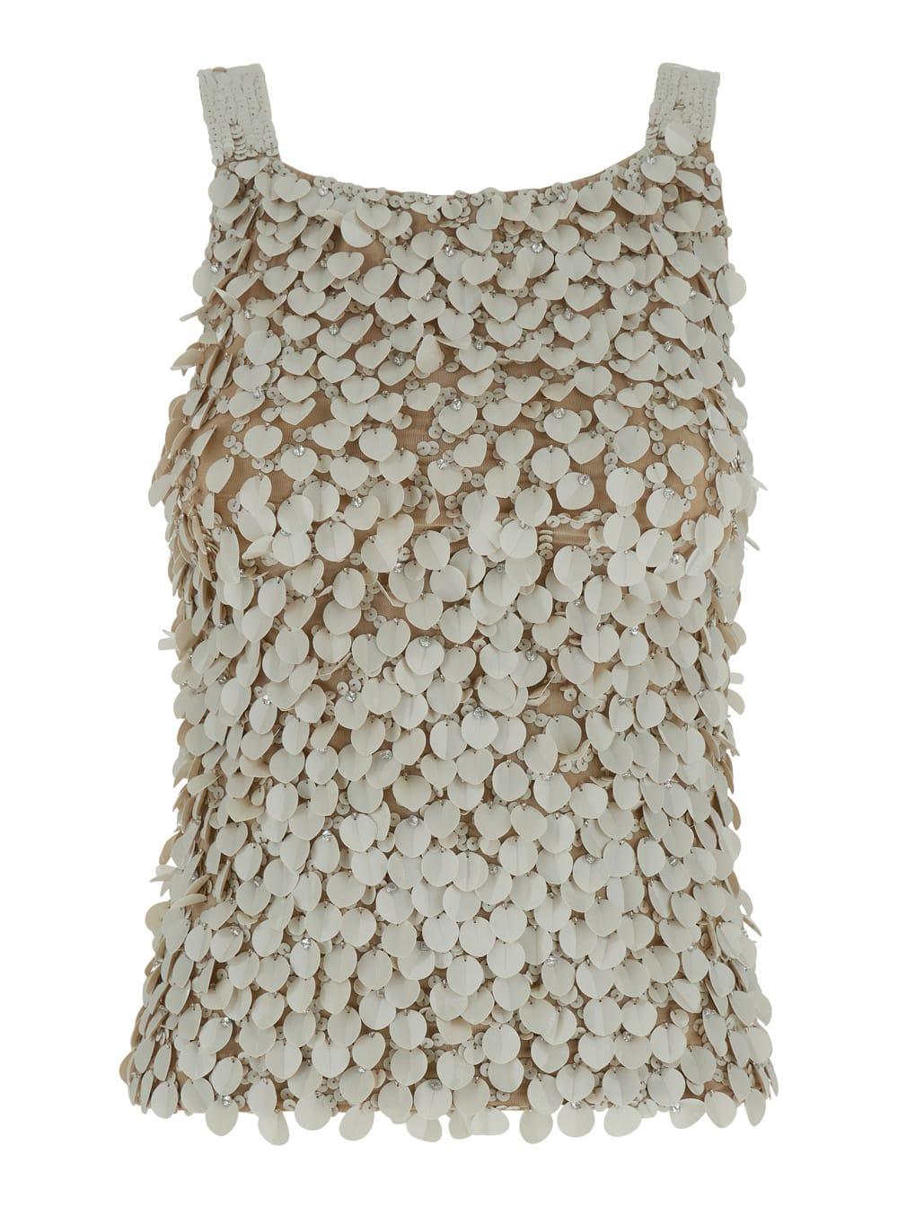 parosh beige sequin top