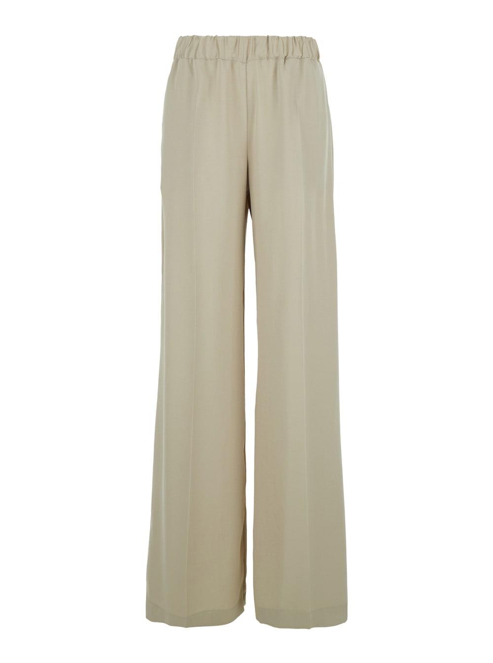 parosh beige womens elasticized waist tech fabric pants