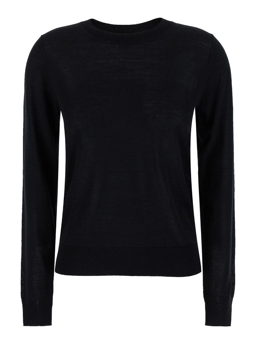 parosh black crewneck long sleeve sweater in fabric woman
