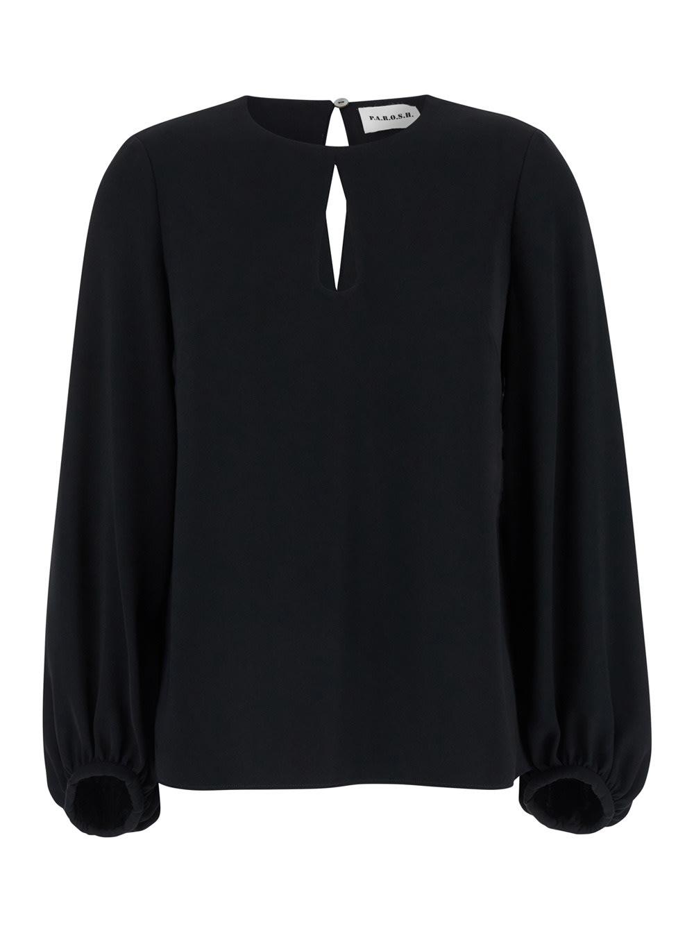 parosh black cut-out blouse in light fabric woman