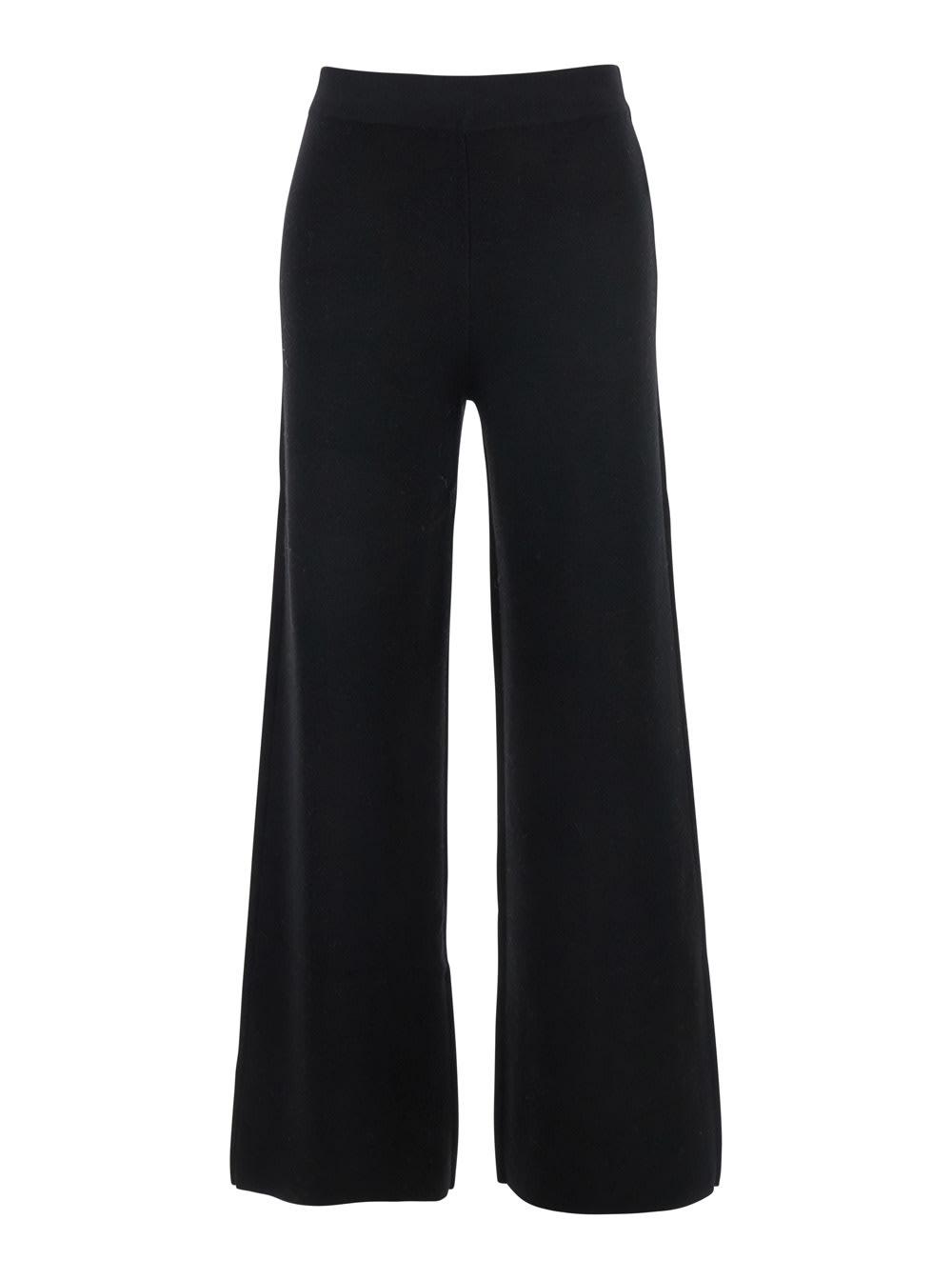 parosh black pants with high elastic waist in wool and cashmere woman