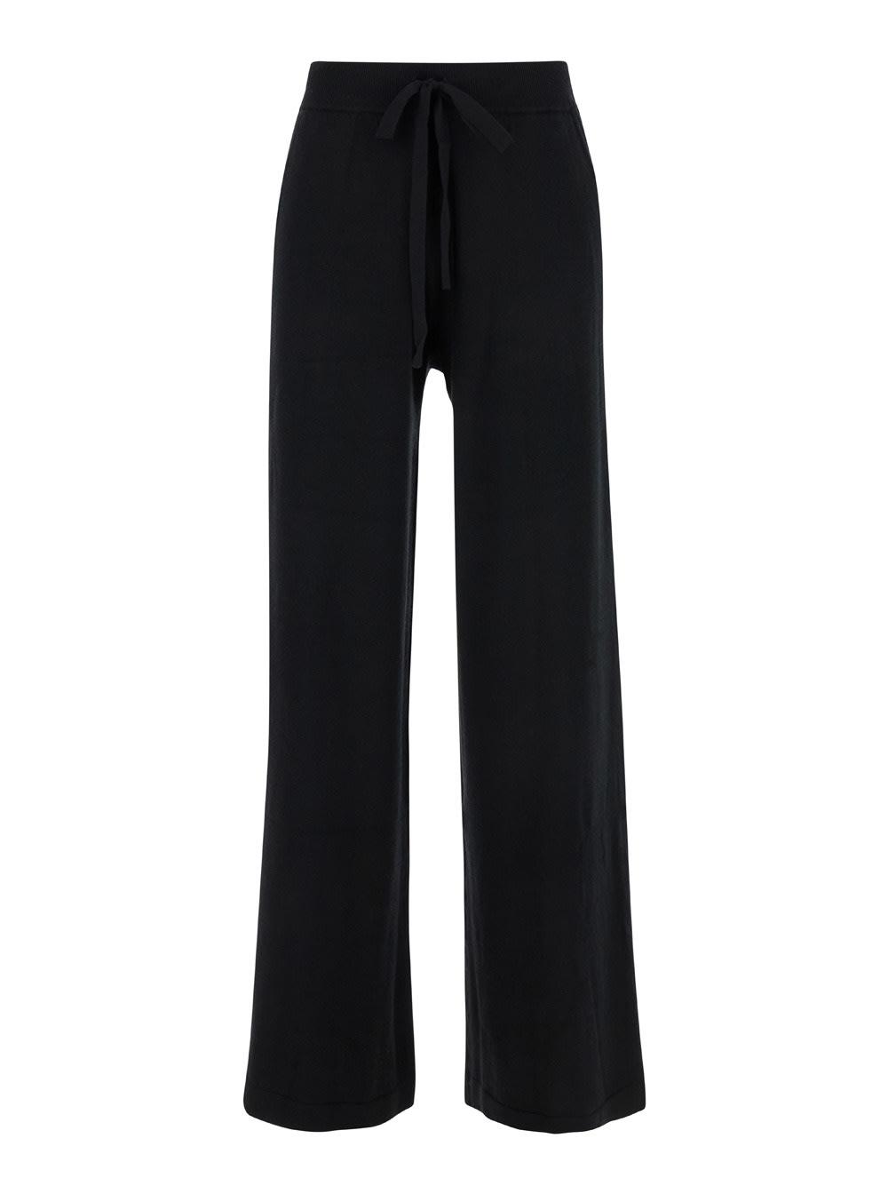 parosh black relaxed pants with drawstring in fabric woman