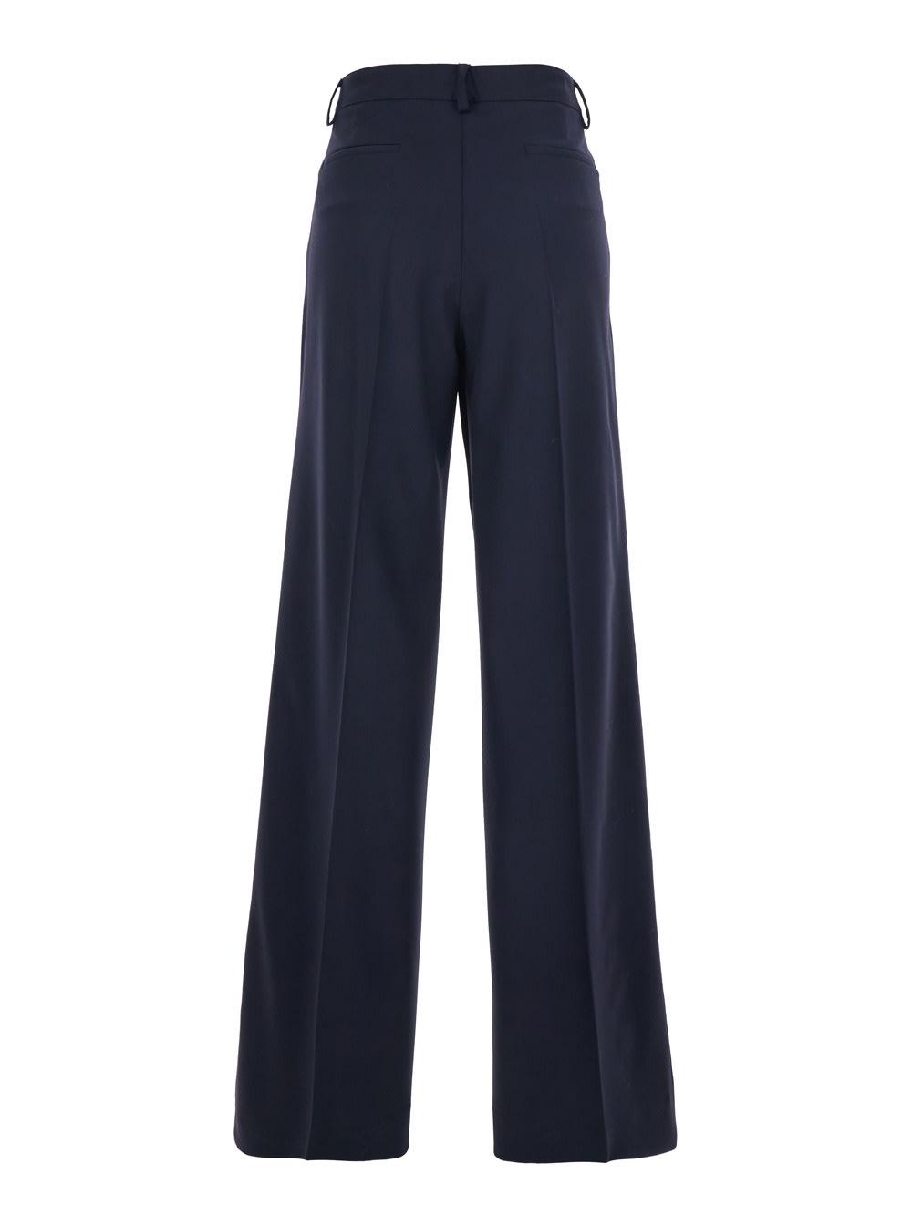 parosh blue pants with front button and zip closure in cotton woman