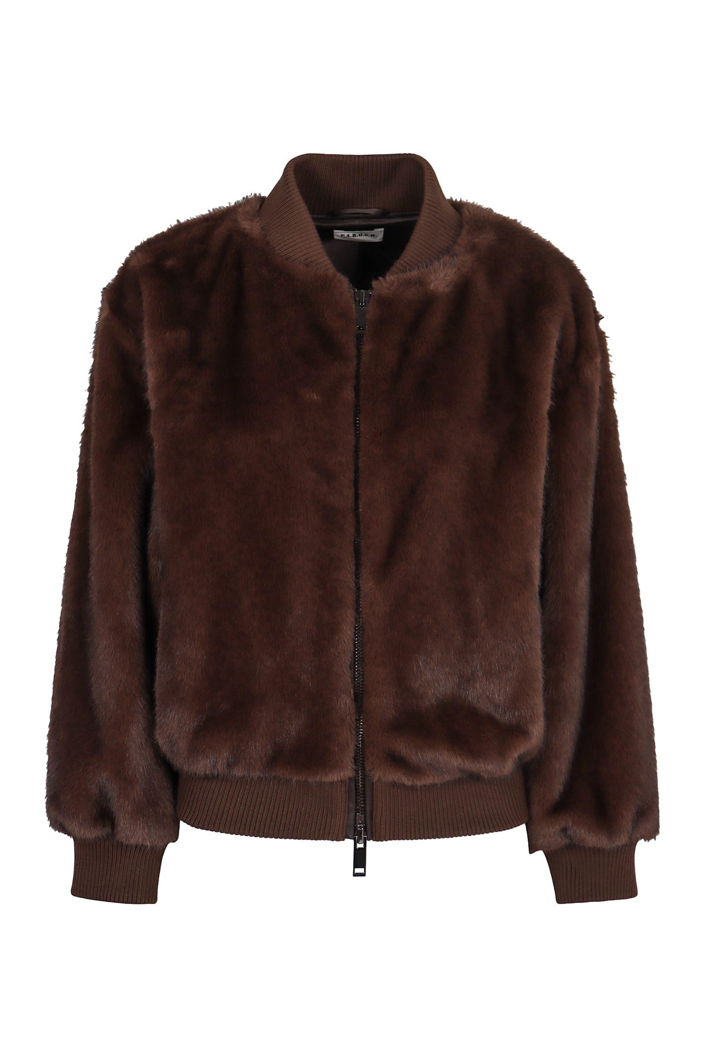 parosh bomber jacket in faux fur