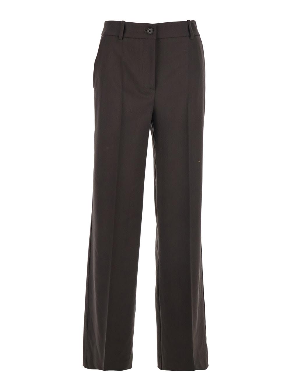 parosh brown pants with belt loops in wool blend woman