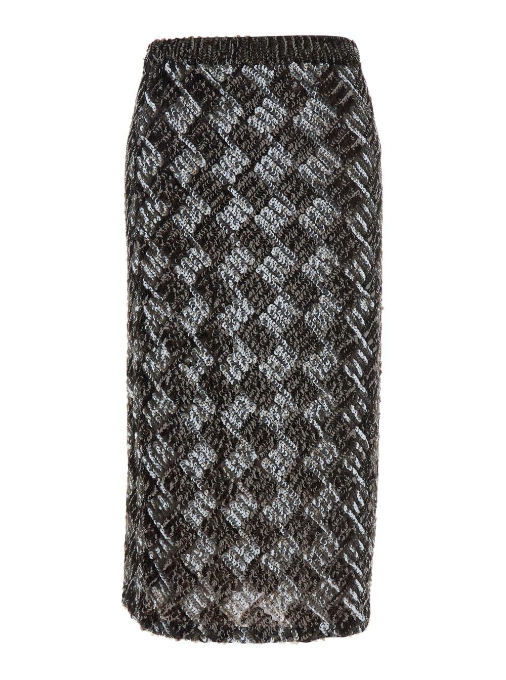 parosh brown skirt with all-over sequins in fabric woman