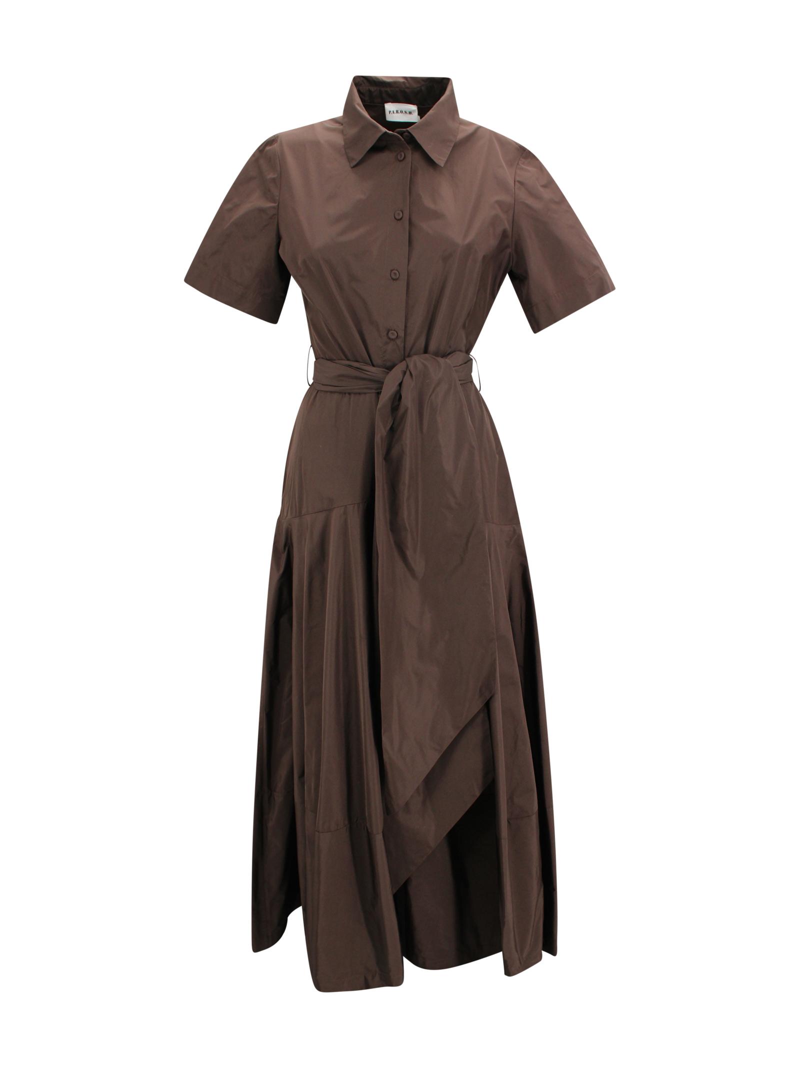 parosh dresses brown taffetà - women