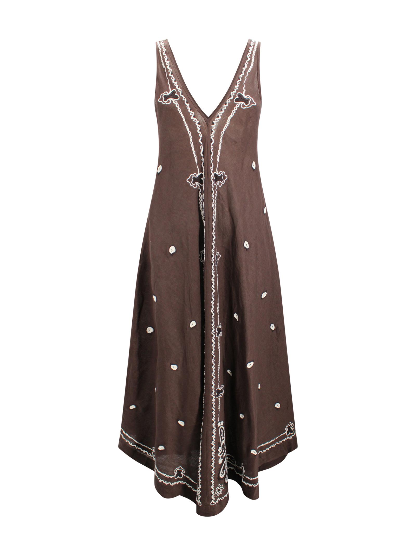 parosh dresses dark brown linen - women