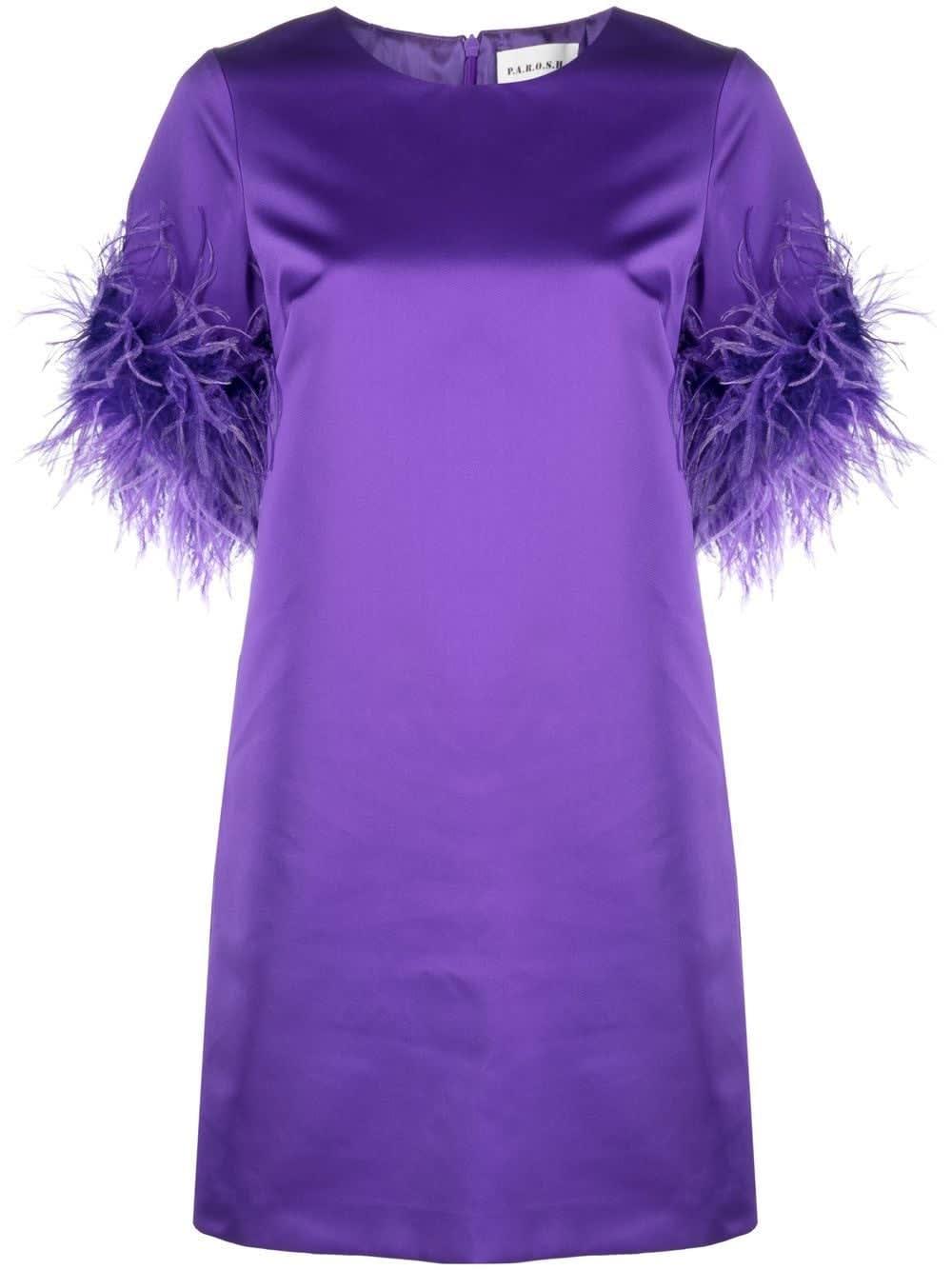 parosh feathered mini dress