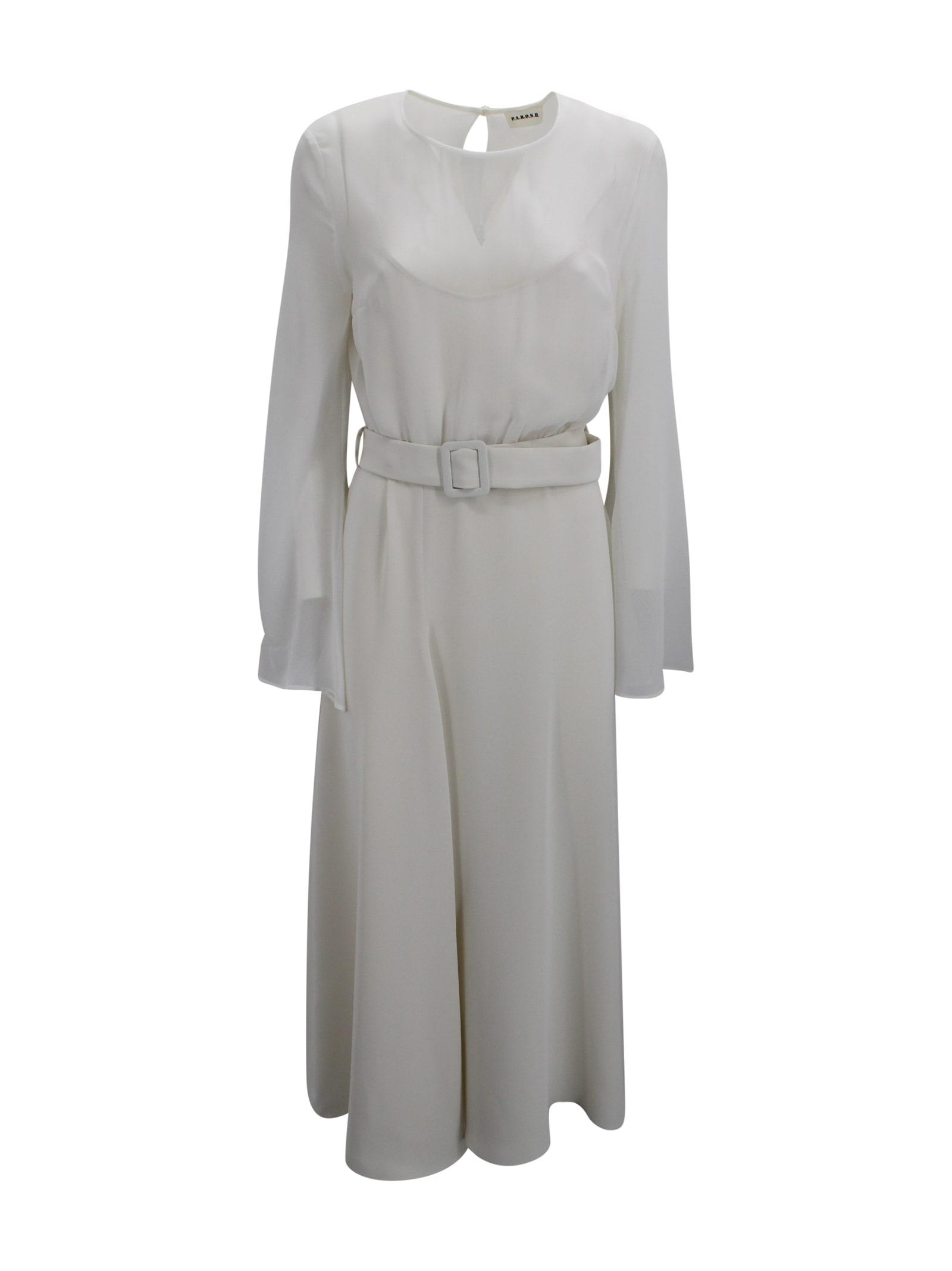 parosh ivory sheer dress with slip