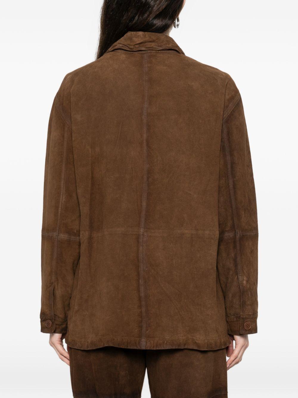 parosh jackets leather brown goat suede - women