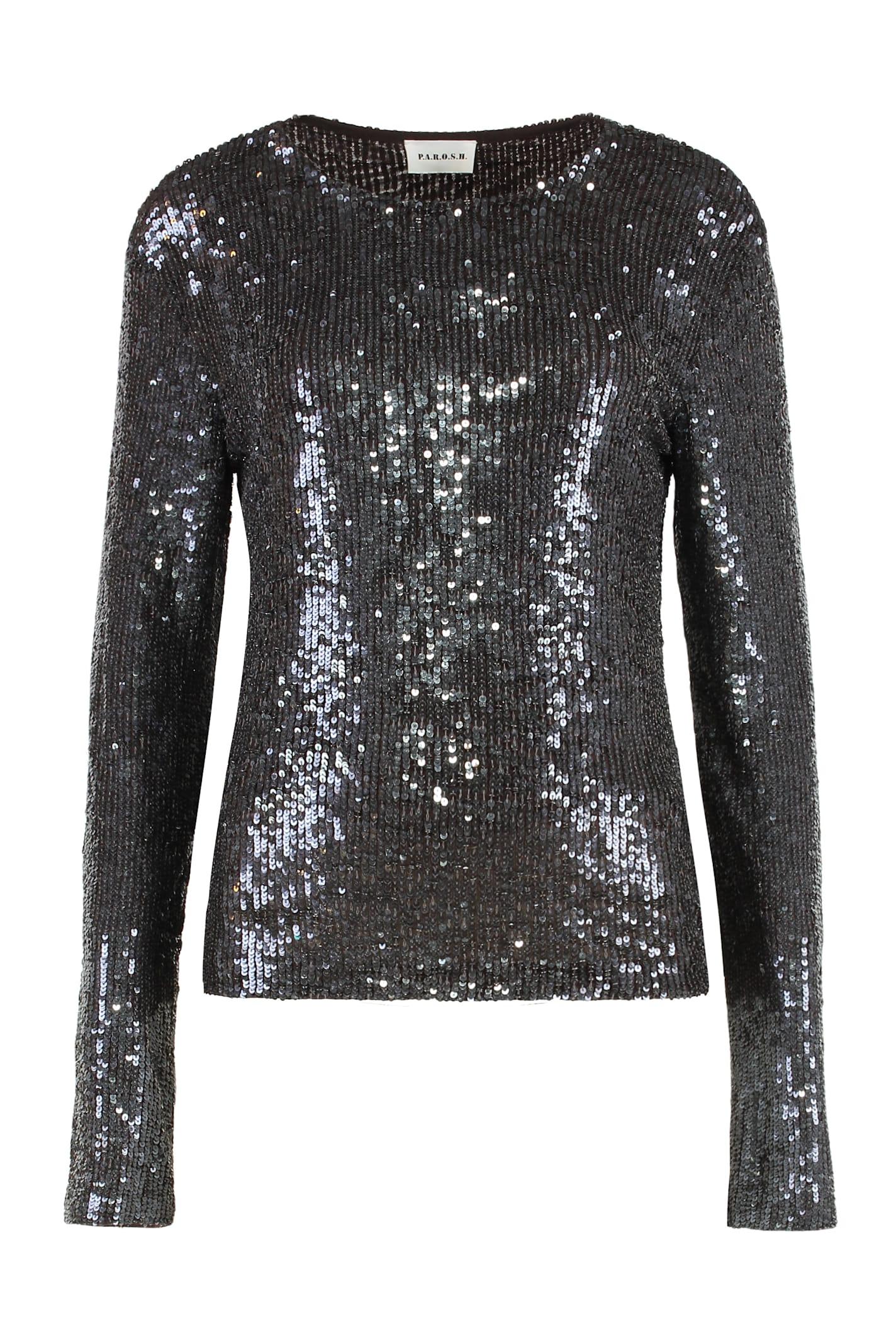 parosh long-sleeved top with sequins