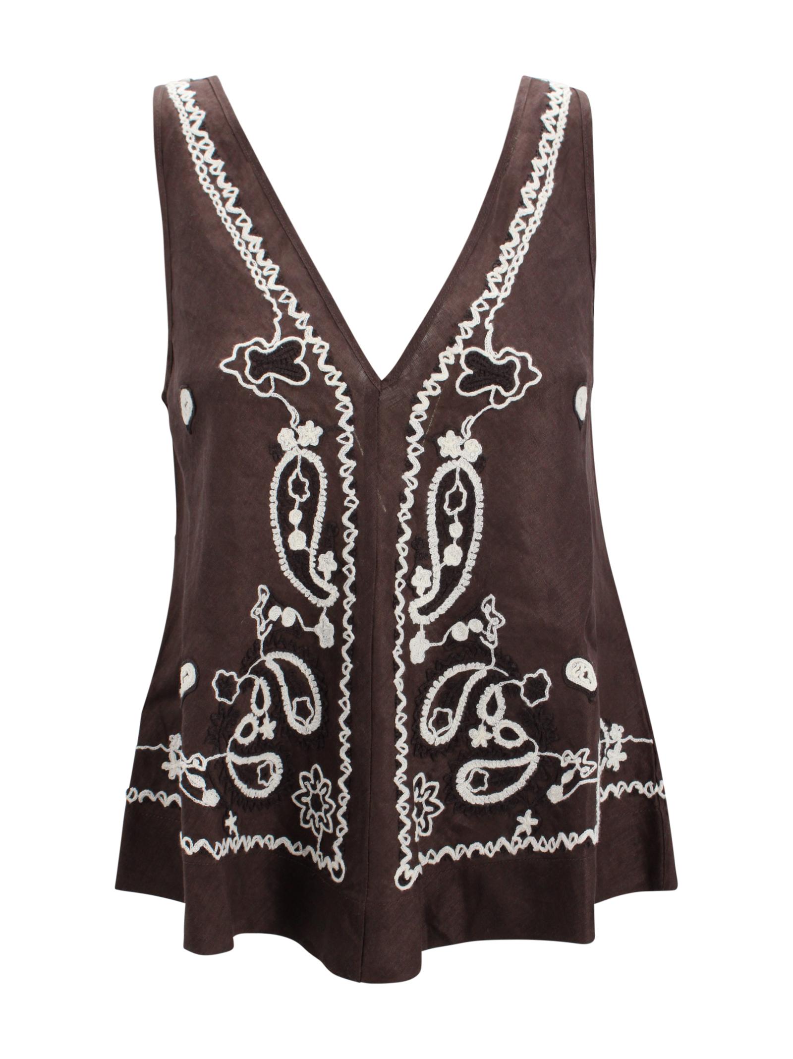 parosh shirts dark brown linen - women