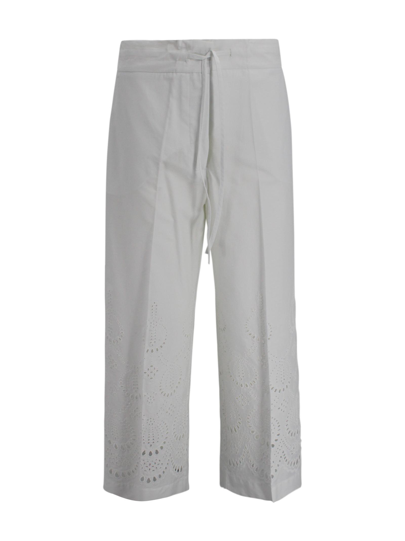 parosh trousers white cotton - women