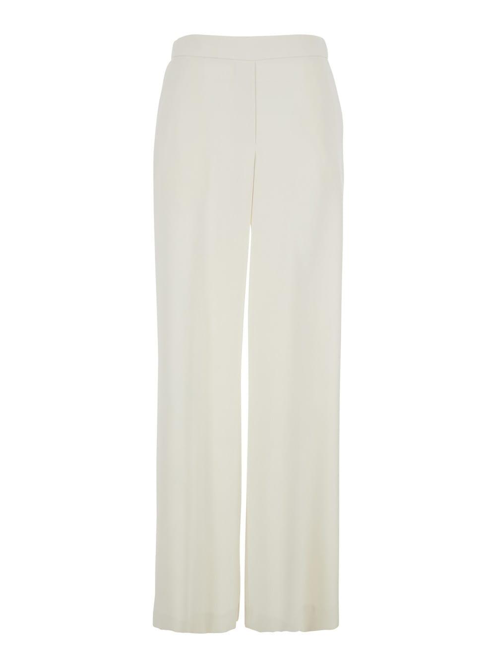 parosh white wide-leg pants with elastic waist for women
