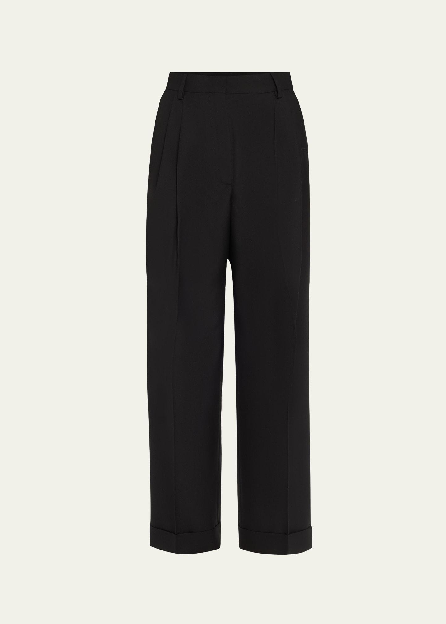 partan pleated merino wool pants