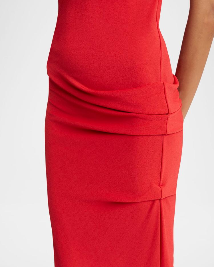 pasadena gathered plunging halter midi dress